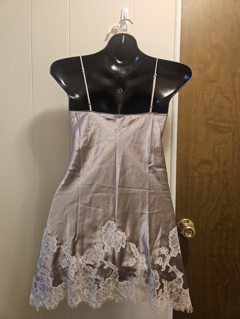 NWOT Victoria's Secret Espresso Lace -Trim Satin Slip - Picture 2 of 3